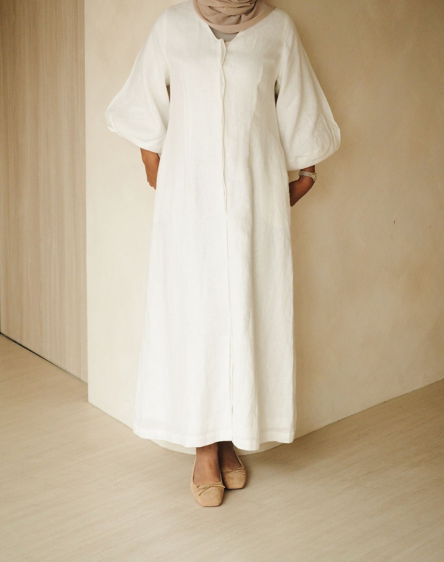 V-Neck Dress in White