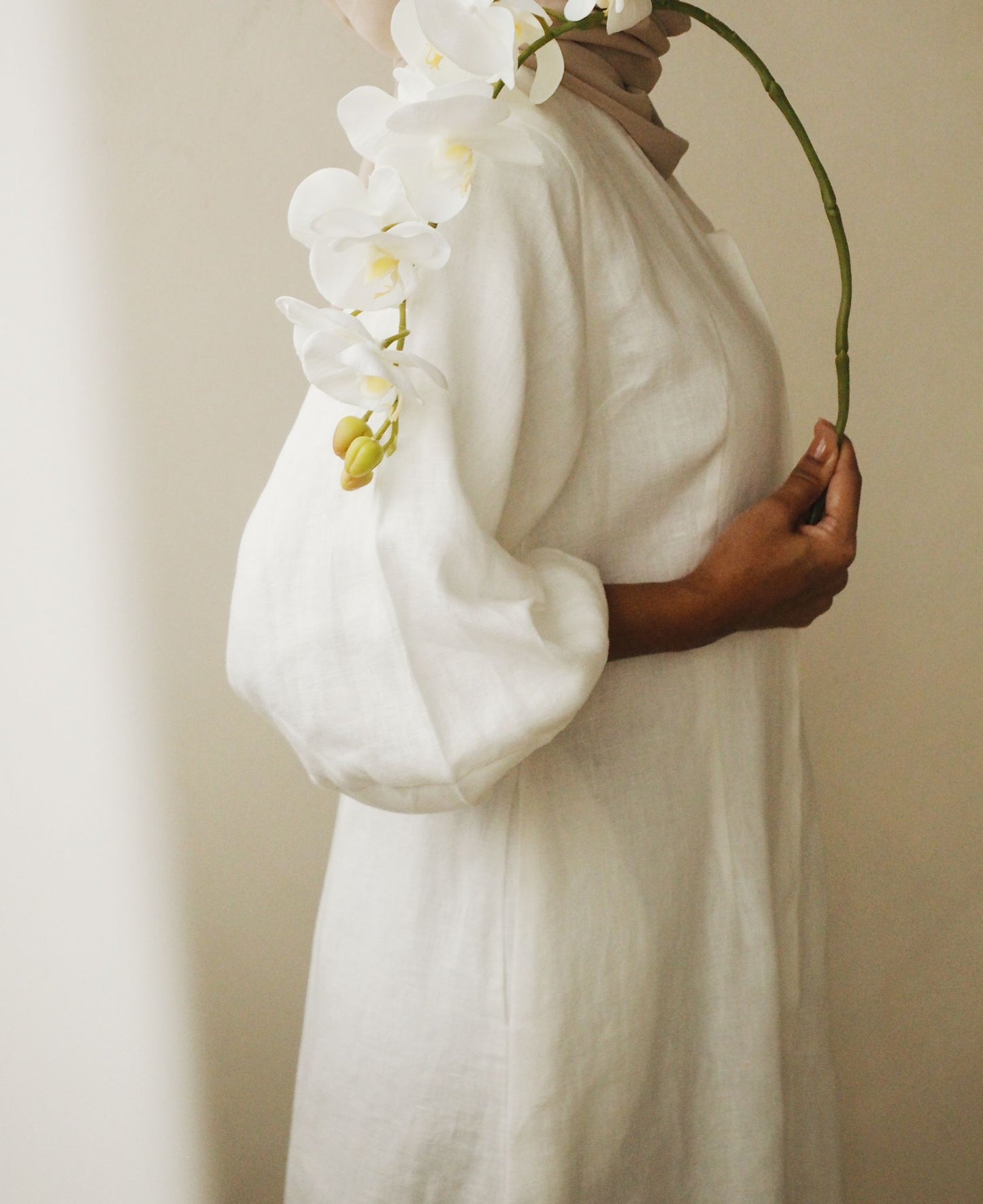 V-Neck Dress in White
