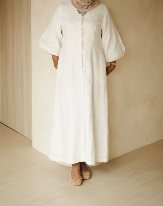 V-Neck Dress in White